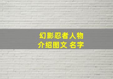 幻影忍者人物介绍图文 名字